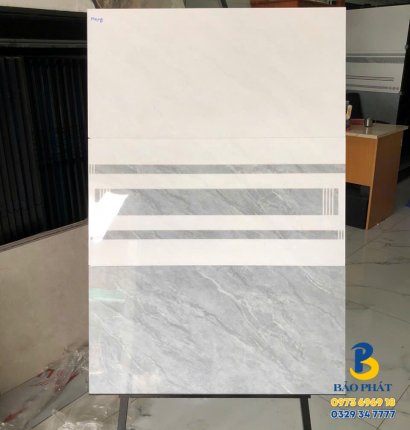 Gạch ốp tường 40x80 bóng kiếng trắng hoa văn