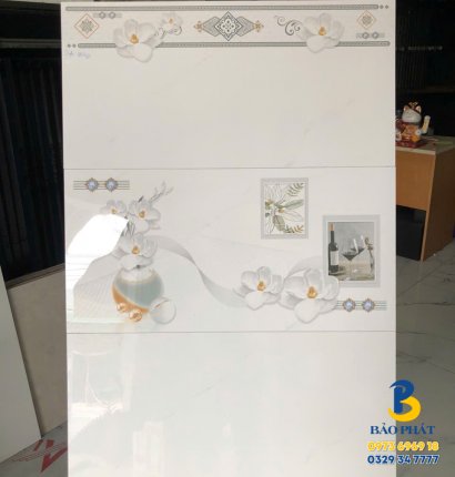 Gạch ốp tường 40x80 màu trắng hoa văn họa tiết đẹp