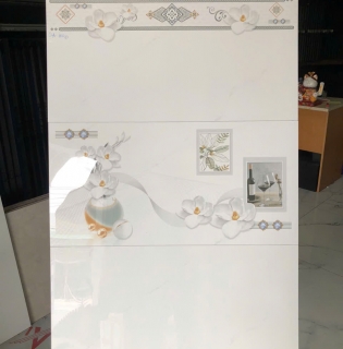 Gạch ốp tường 40x80 màu trắng hoa văn họa tiết đẹp