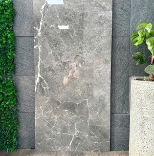 Gạch lát nền  60x120 bóng kiếng xám vân đá